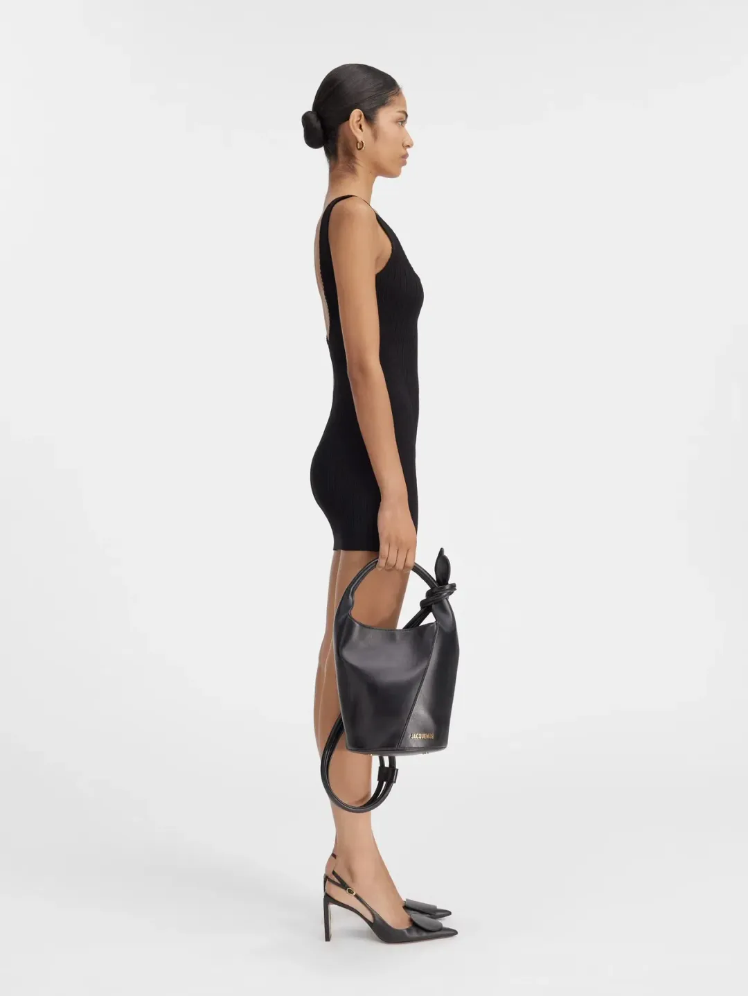 Jacquemus La Mini Robe Sierra Scalloped Mini Dress Black Size 38 / AU 12 for rent on The Volte - main image