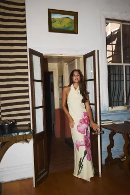 With Harper Lu Cowl Slip Dress Iris Floral Size S / AU 8 for rent on The Volte - image 4