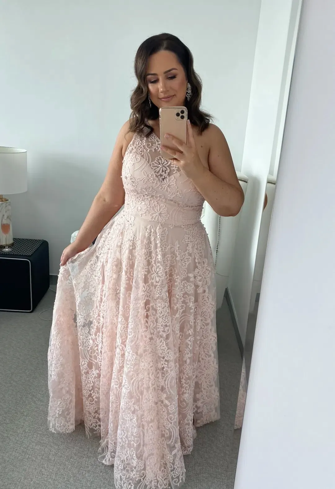 Jadore JX4008 Gown with Pearl Detail Blush Pink Size 14 for rent on The Volte - main image