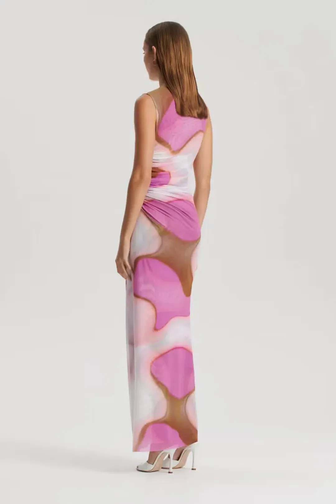 Scanlan Theodore Italian Watercolour Dress Pink Tan Size AU 6 for rent on The Volte - main image