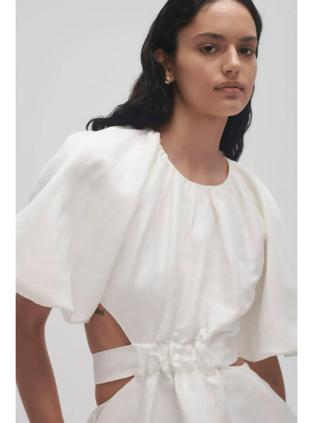 Aje Mimosa Cut Out Mini Dress in Ivory Size AU 6 for rent on The Volte - main image