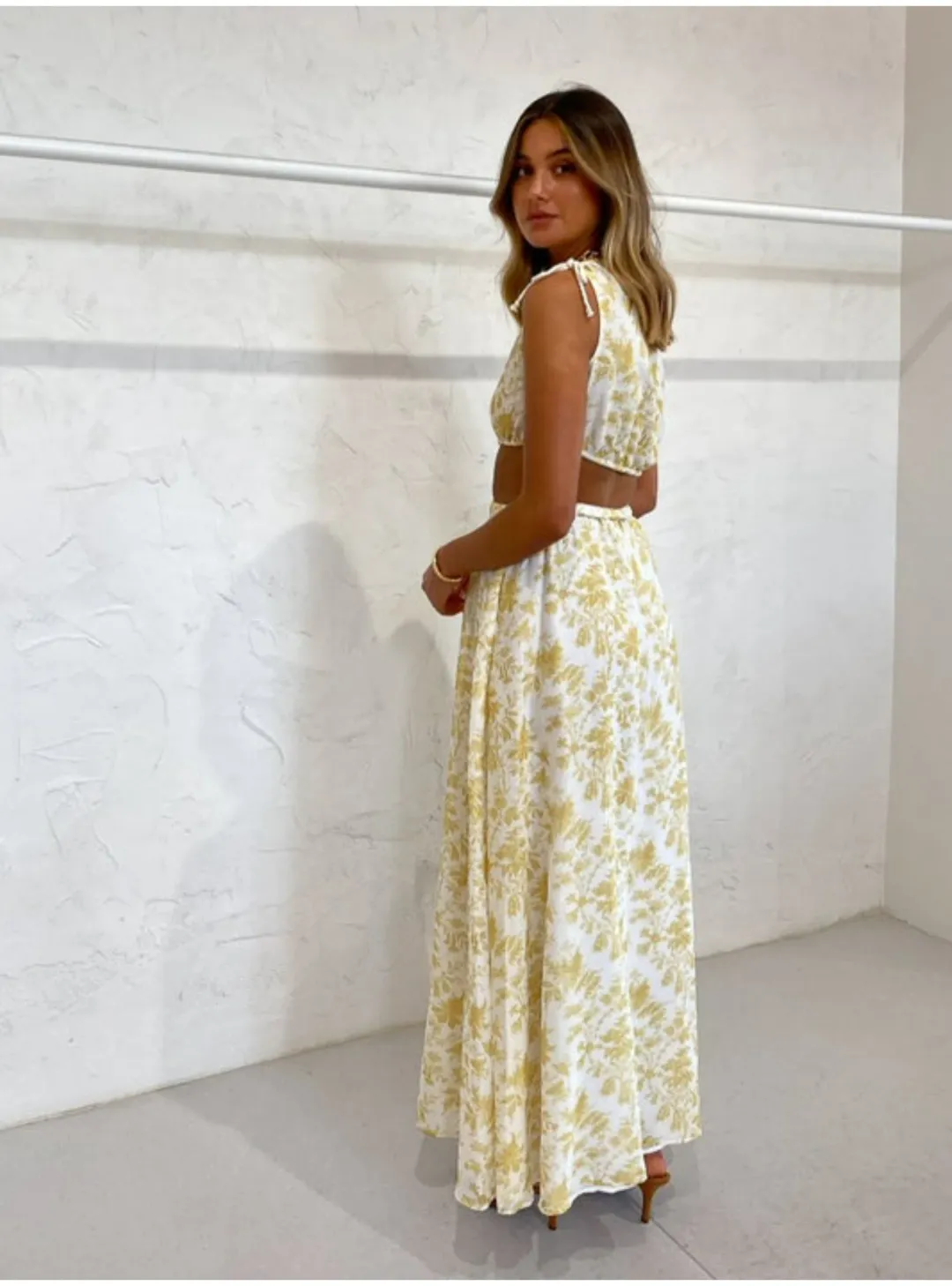 Sir the Label Clementine Gathered Bustier and Maxi Skirt in Ivory Clementine Size 3 / AU 12 for rent on The Volte - main image