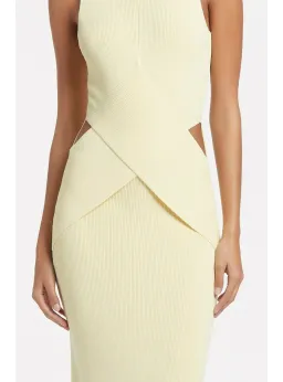 Sir the Label Kelvin Draped Midi Dress in Lemon Size AU 8 for rent on The Volte - image 3
