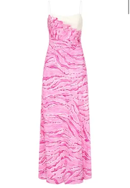 Aje Clarice Draped Maxi Dress in Pink and White Size 14 for rent on The Volte - image 3