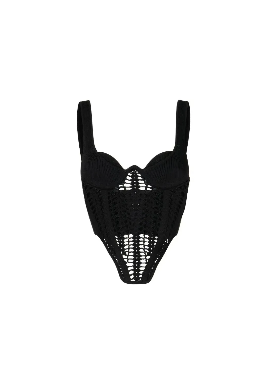 Dion Lee Crochet Knitted Corset Top Black Size 8 for rent on The Volte - main image