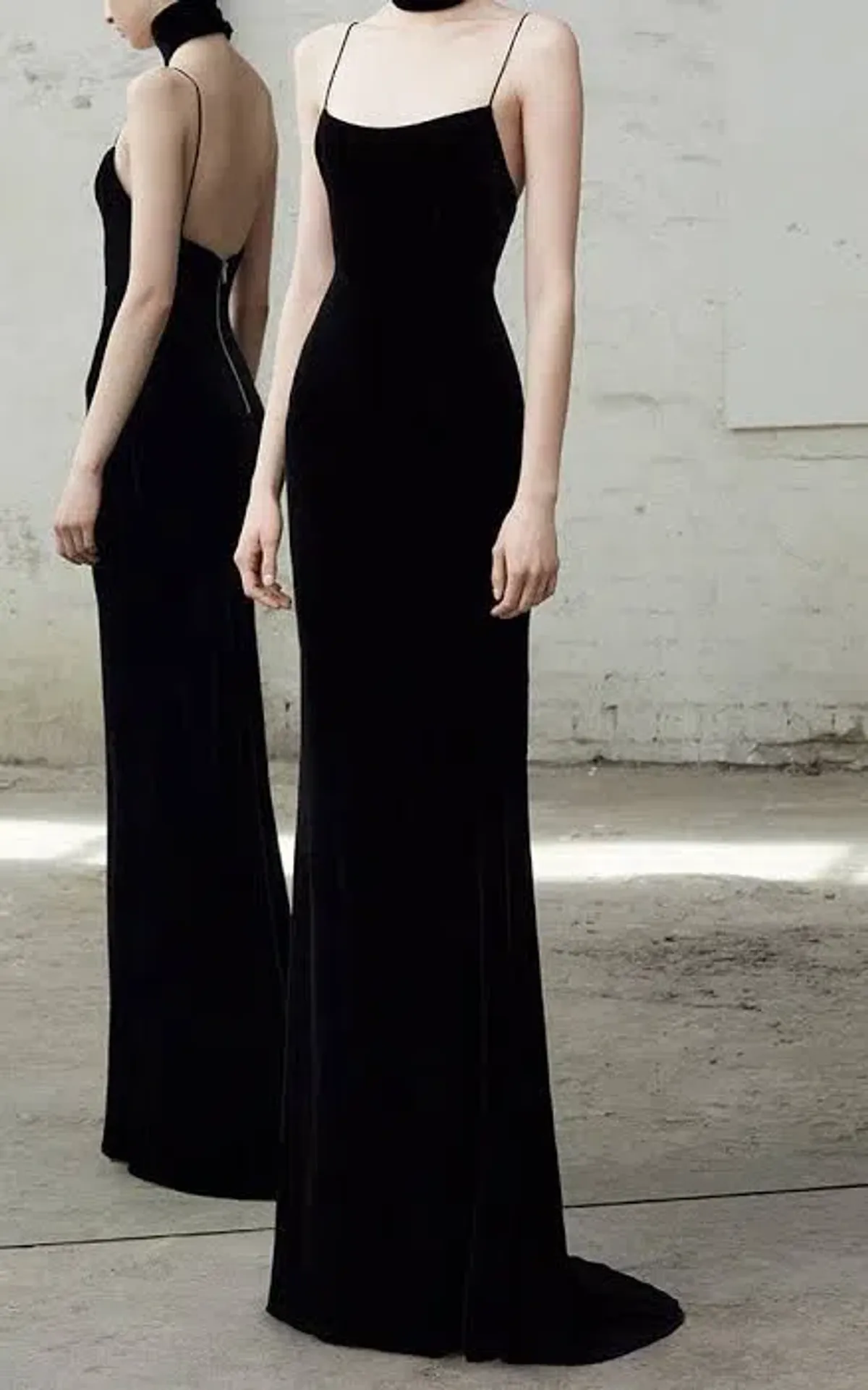 Alex Perry Kim Velvet Slip Dress Black Size 8 for rent on The Volte - main image