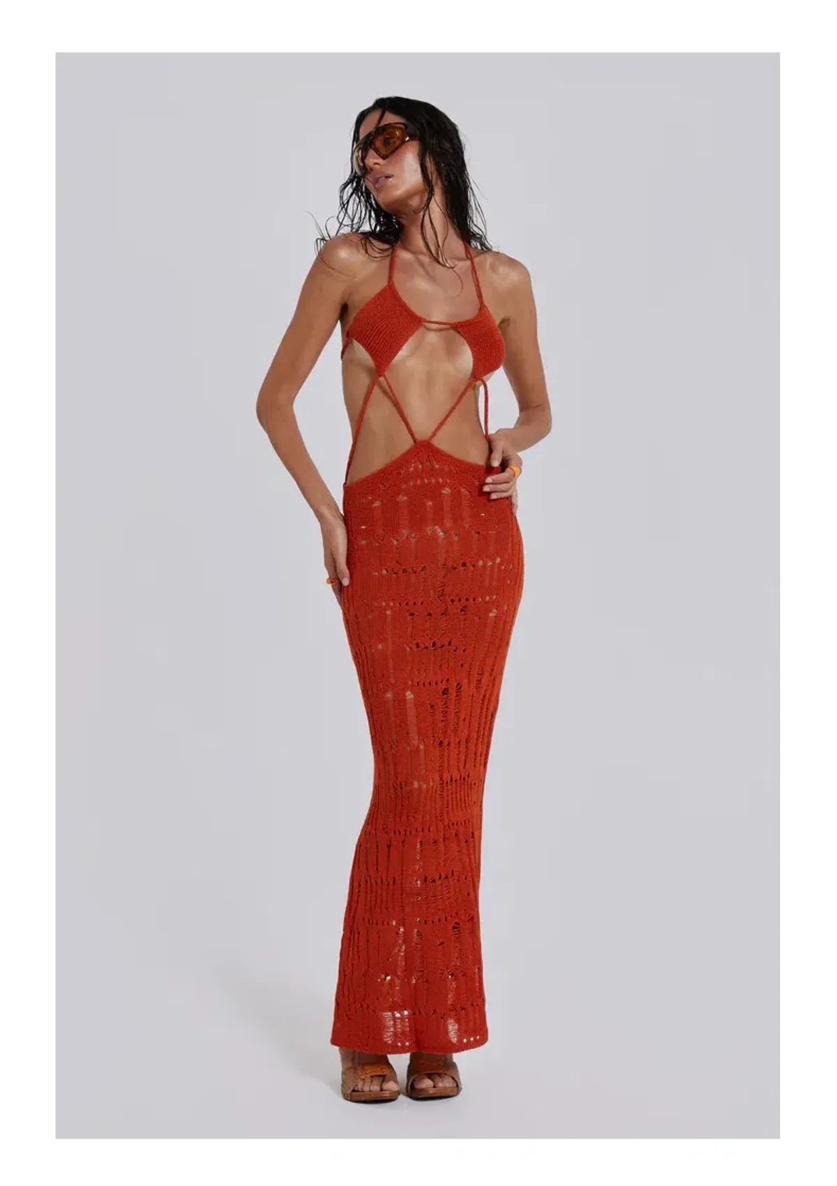 Jaded London Rumba Maxi Dress Orange Size 6 - Image 1