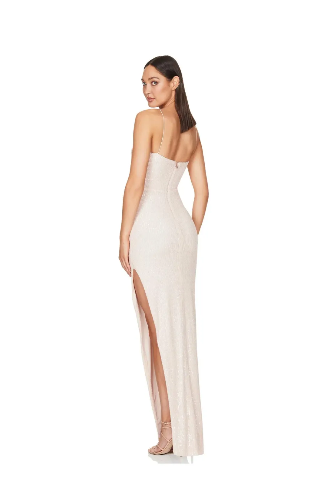 Nookie Leilani Gown in Shimmering Nude Sequins Size 6 for rent on The Volte - main image