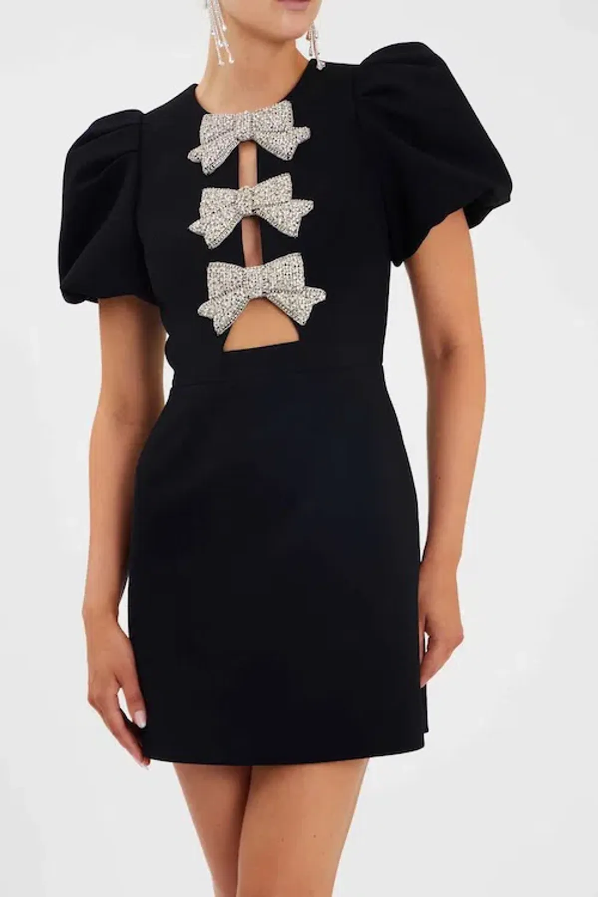 Rebecca Vallance Juliana Puff Sleeve Mini Dress Black Size 10 - Image 2