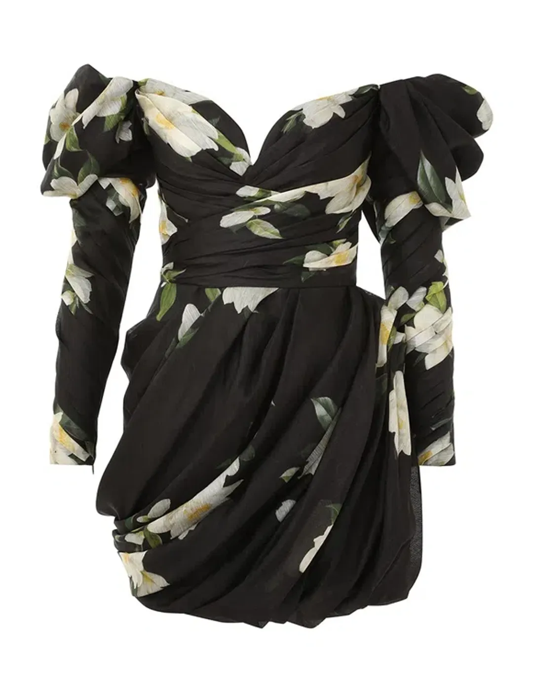 Zimmermann The Harmony Drape Mini Dress in Black Magnolia Size 1 / AU 10 for rent on The Volte - main image