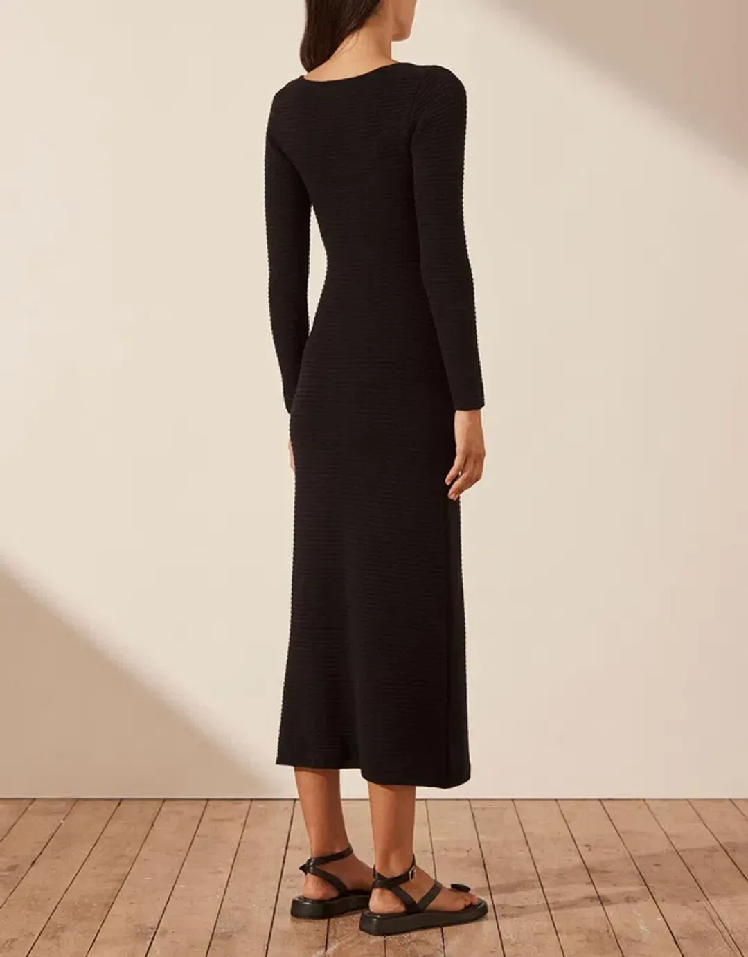 Shona Joy Eve Long Sleeve Keyhole Midi Dress Black Size XS (AU 6) for rent on The Volte - main image