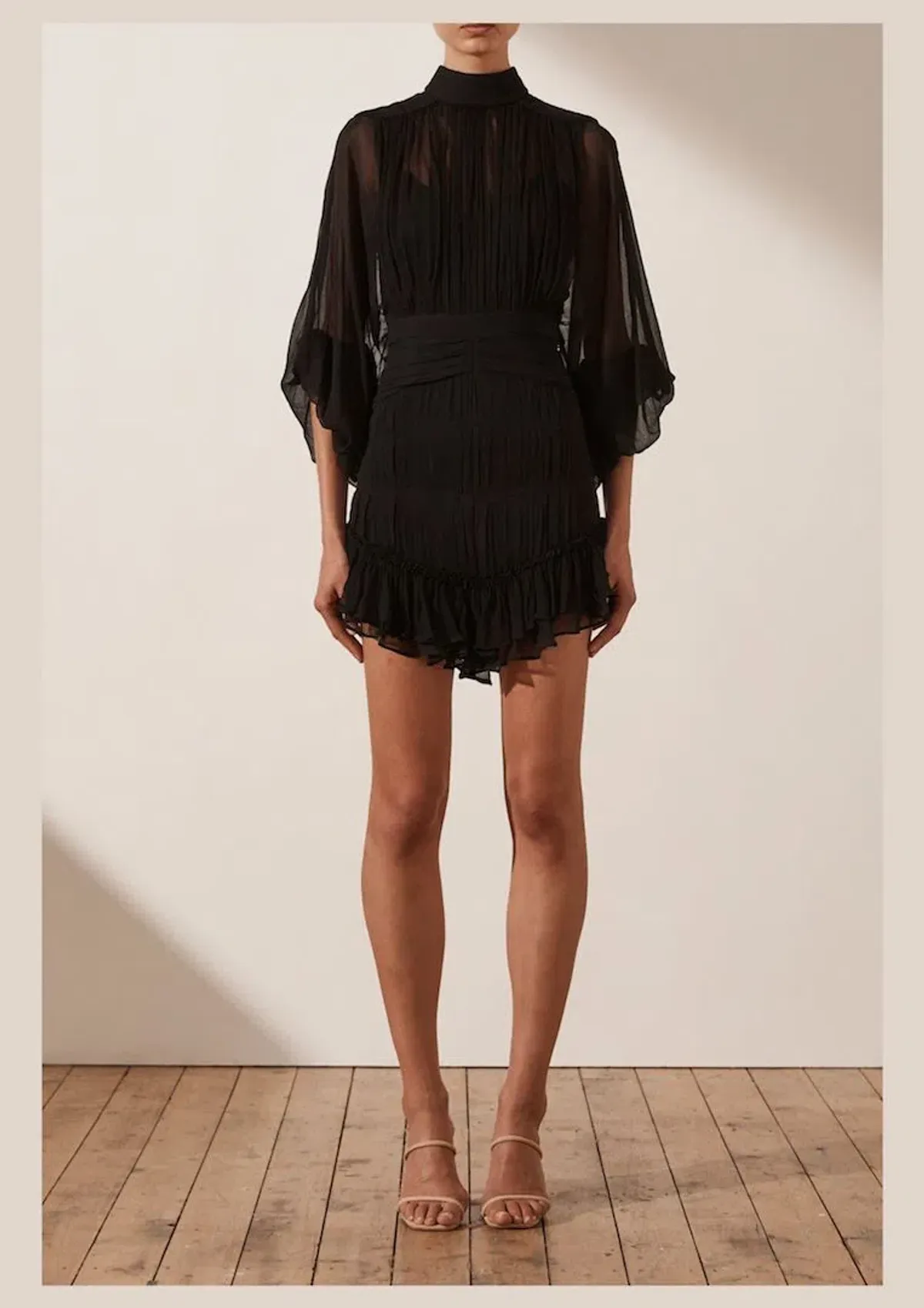 Shona Joy Clemence Long Sleeve Mini Dress Black Size 6 for rent on The Volte - main image
