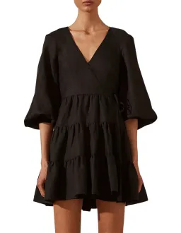 Shona Joy Nicolette Wrap Mini Dress Black Size 6 for rent on The Volte - image 3