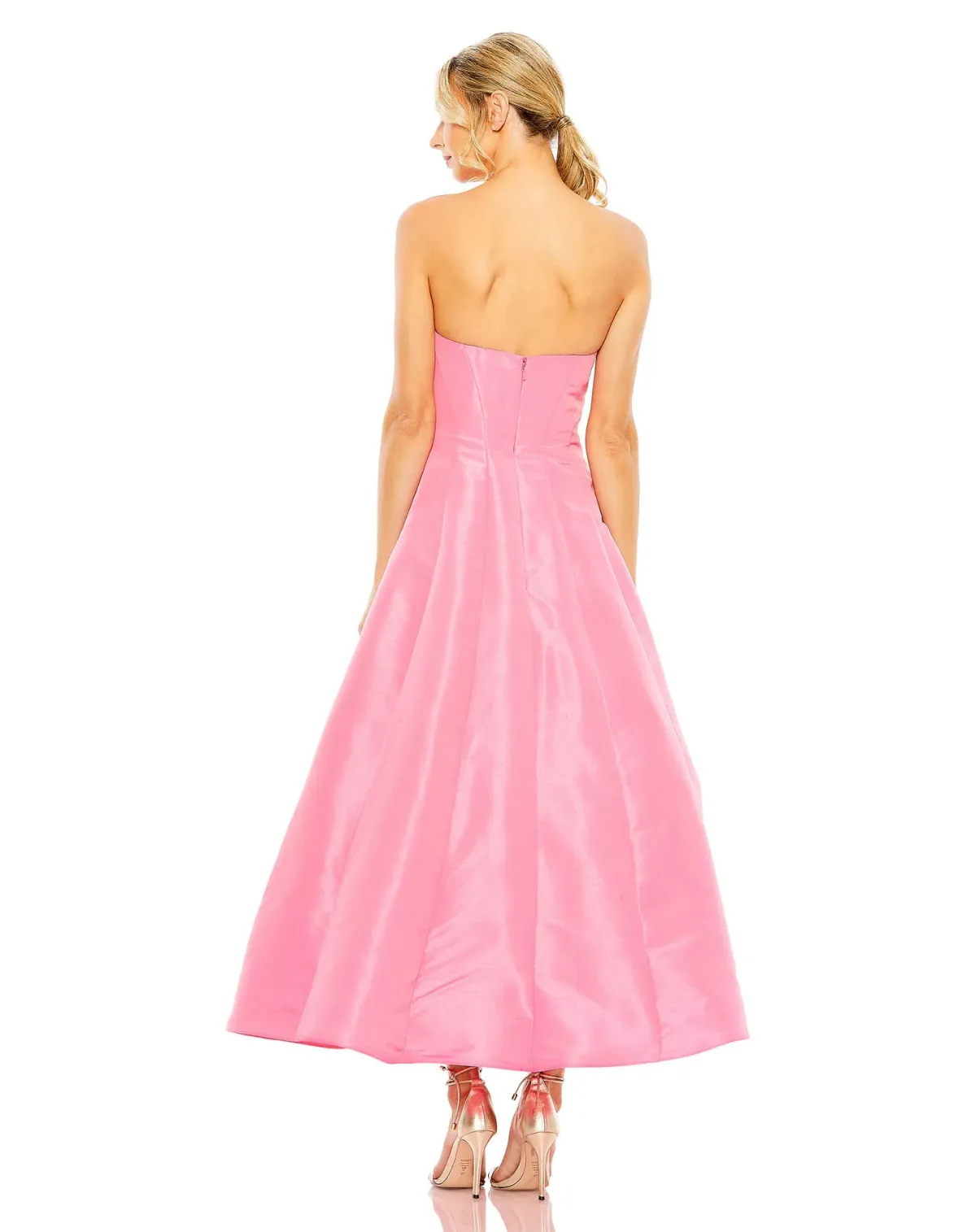 Mac Duggal Strapless Ball Gown With Bow Detail Candy Pink Size 12 - Image 3