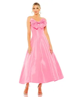 Mac Duggal Strapless Ball Gown With Bow Detail Candy Pink Size 12 for rent on The Volte - image 1