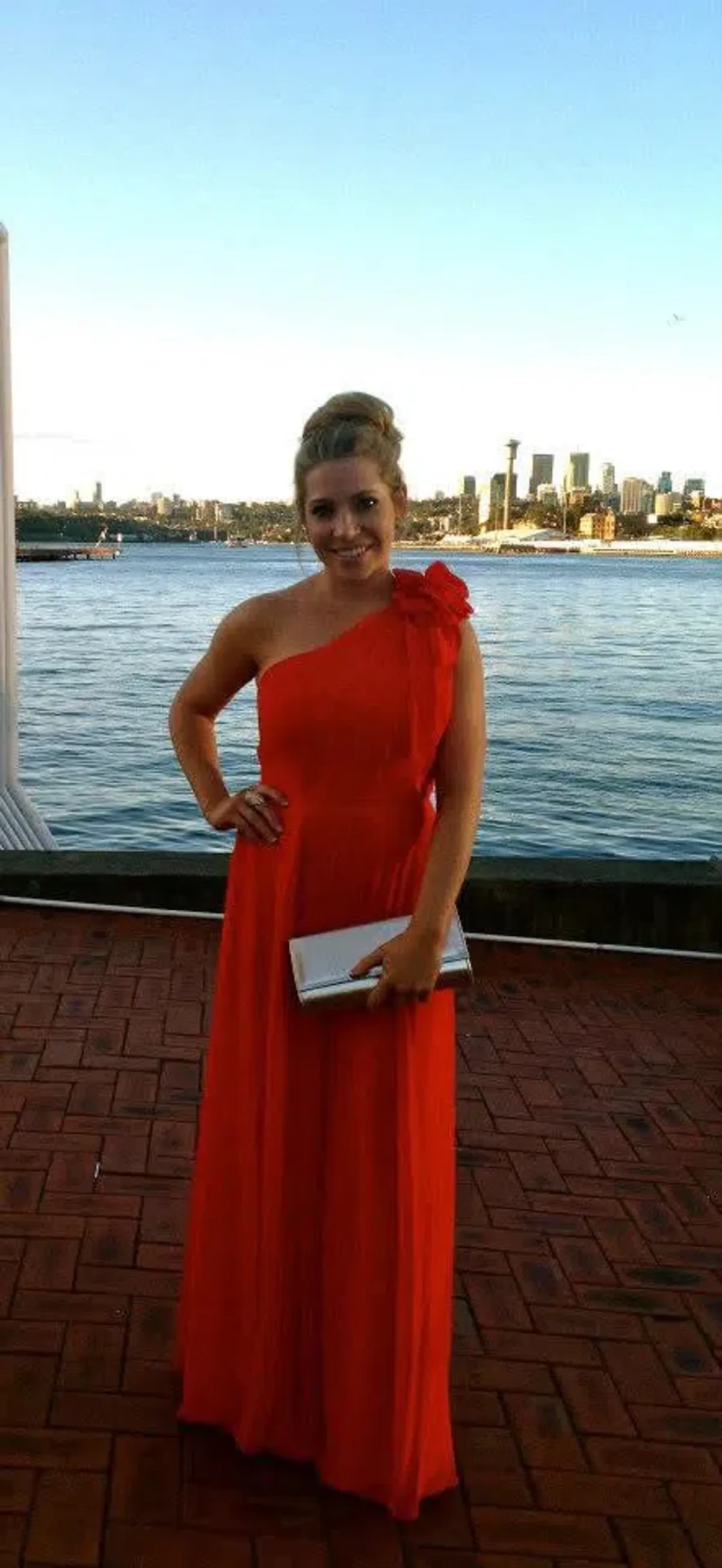 Cocktail Red Full Length One Shoulder Dress Size 12 for rent on The Volte - main image