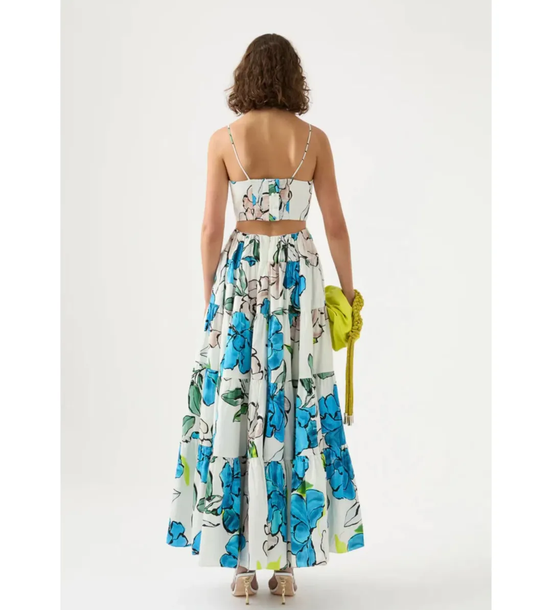 Aje Tiered Botanical Maxi Dress Cool Camellia Size 10 for rent on The Volte - main image