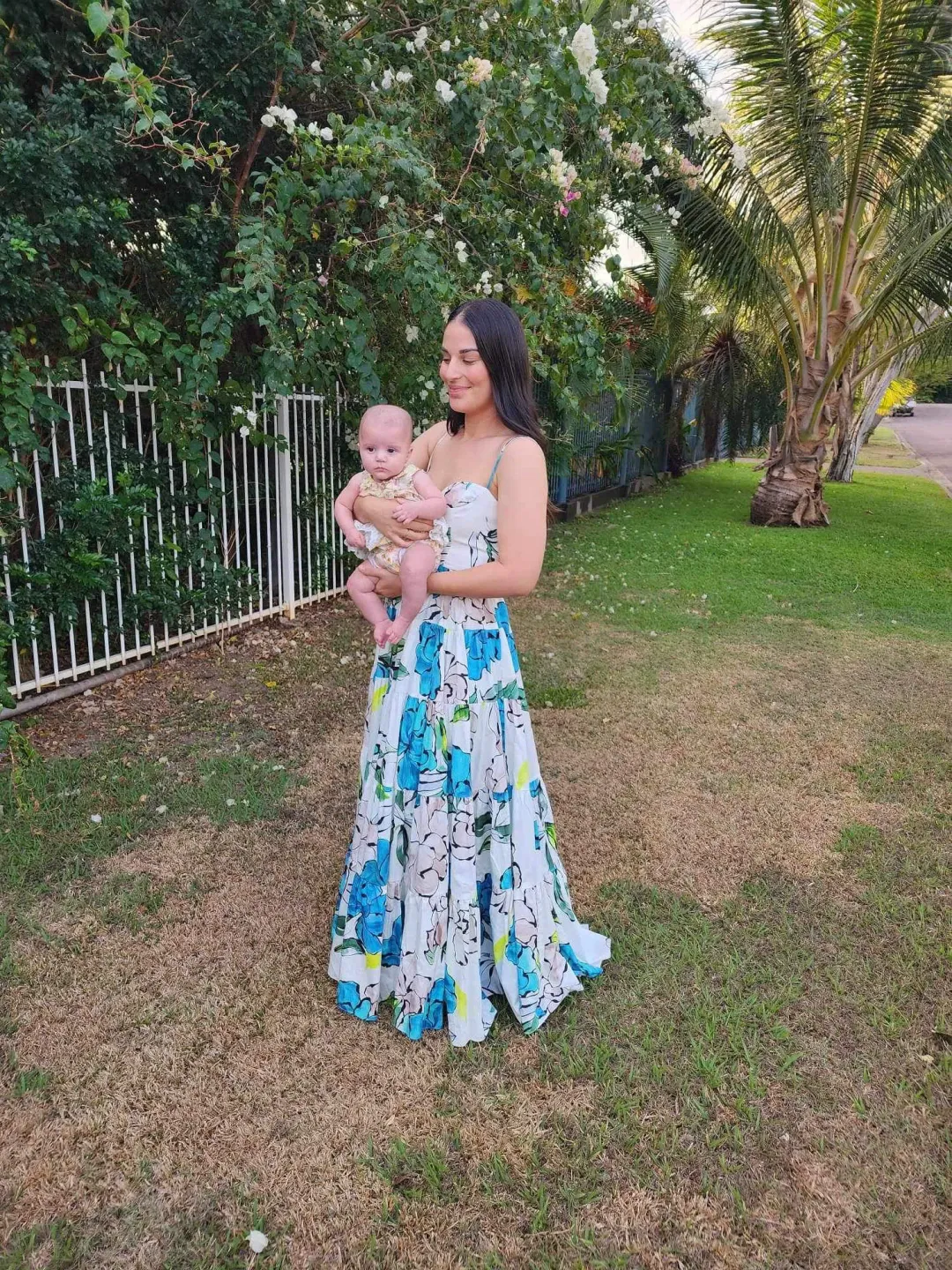 Aje Tiered Botanical Maxi Dress Cool Camellia Size 10 for rent on The Volte - main image