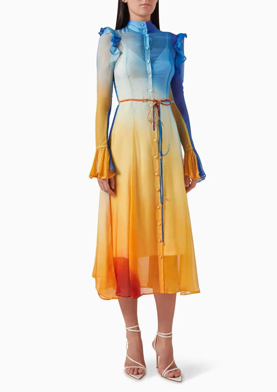 Leo Lin Katrina Butterfly Sleeve Midi Dress Enigma Size 14 for rent on The Volte - main image