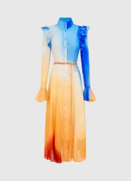 Leo Lin Katrina Butterfly Sleeve Midi Dress Enigma Size 14 for rent on The Volte - image 3