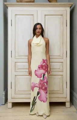 With Harper Lu Cowl Slip Dress Iris Floral Size XS/Au 6 for rent on The Volte - image 1
