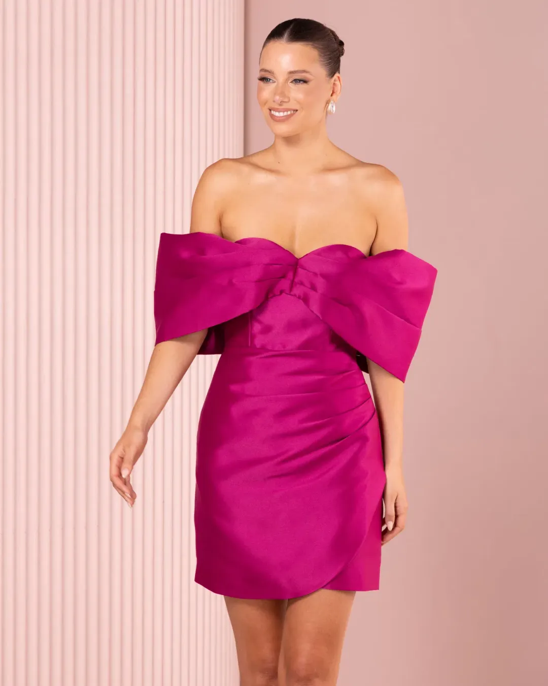 Azzurielle Stefano Mini Dress Magenta Size 10 for rent on The Volte - main image