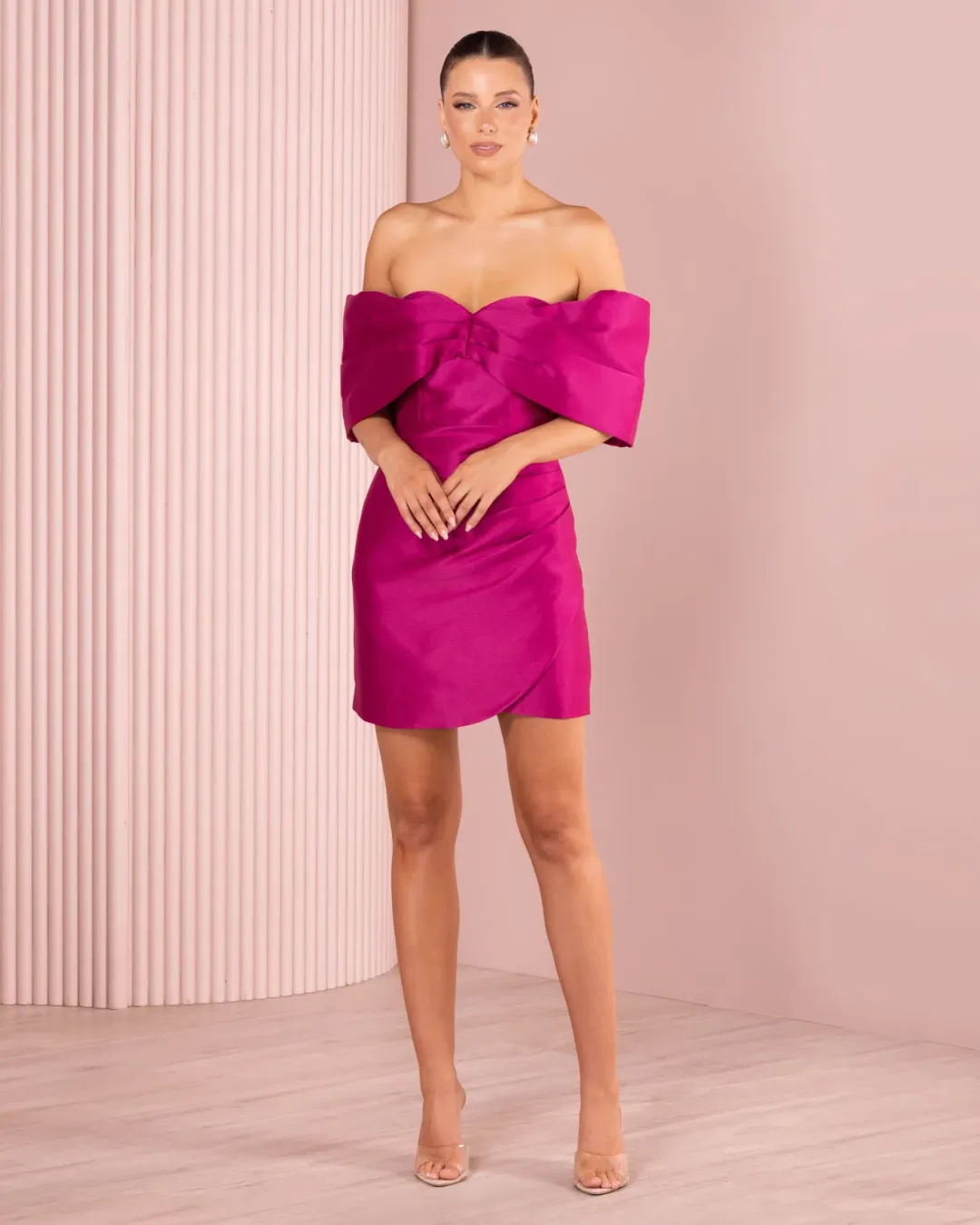 Azzurielle Stefano Mini Dress Magenta Size 10 for rent on The Volte - main image