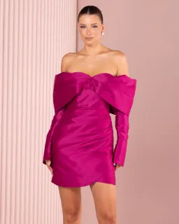 Azzurielle Stefano Mini Dress Magenta Size 10 for rent on The Volte - image 6