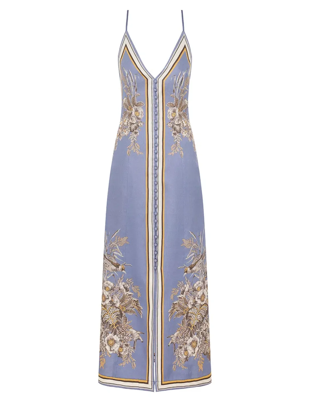 Zimmermann Ottie Slip Mid Dress Blue Floral Size 0 / AU 8 for rent on The Volte - main image