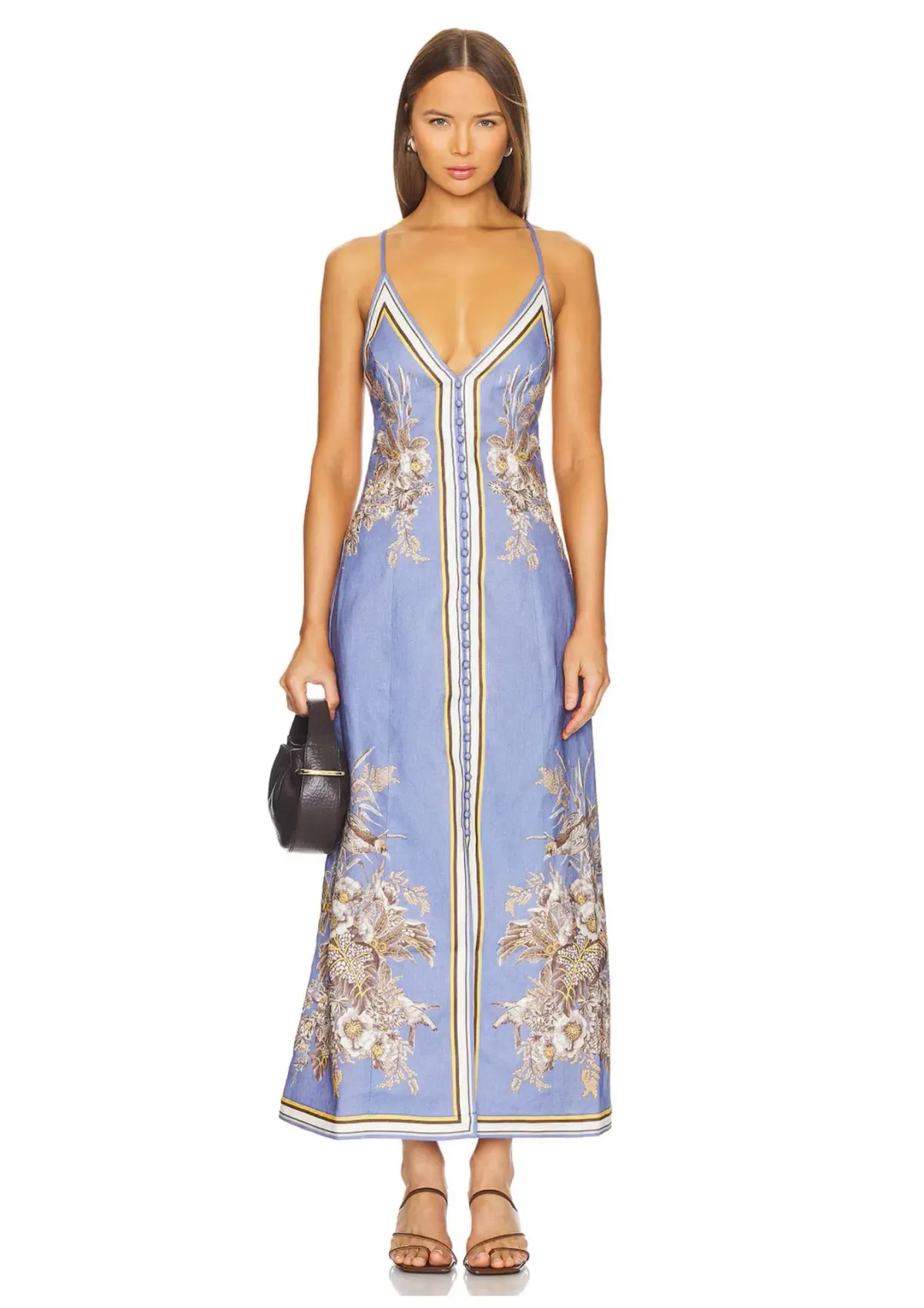 Zimmermann Ottie Slip Mid Dress Blue Floral Size 0 / AU 8 for rent on The Volte - main image