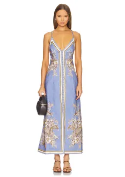 Zimmermann Ottie Slip Mid Dress Blue Floral Size 0 / AU 8 for rent on The Volte - image 1