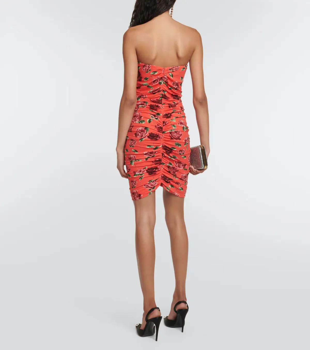 Magda Butrym Ruched Bustier Mini Dress Rose Print Size 8 - Image 2