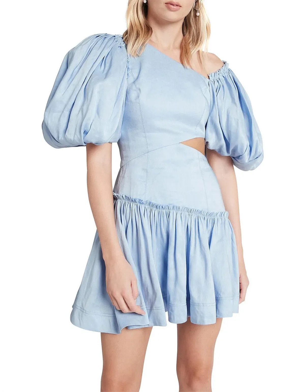 Aje Chateau Cut Out Mini Dress Sky Blue Size 10 - Image 4