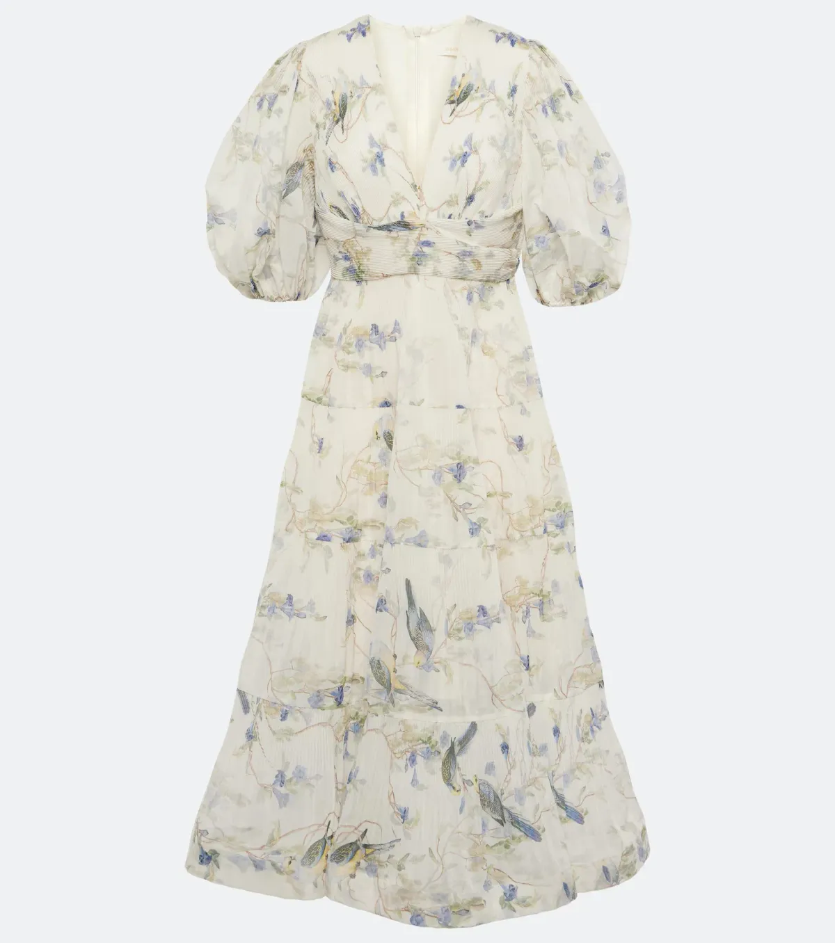 Zimmermann Pleated Midi Dress Blue Birds Size 3 / AU 14 - Image 4