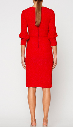 Scanlan Theodore Stretch Reptile Pencil Dress Red Size 10 for rent on The Volte - image 3