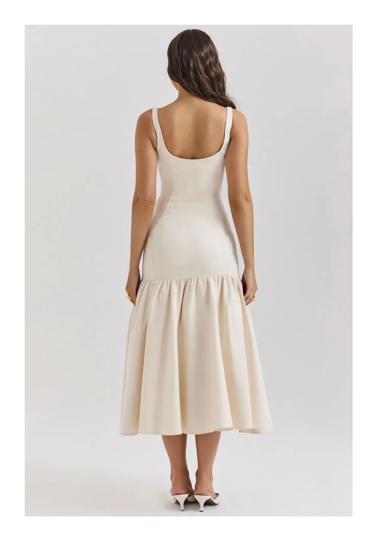 House Of CB Amore Vintage Cream Dropped Waist Midi Dress Cream Size XS / AU 6 - Image 4