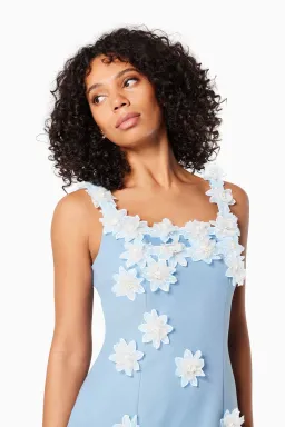 Elliatt Prague 3D Floral Mini Dress Blue Size 10 for rent on The Volte - image 2