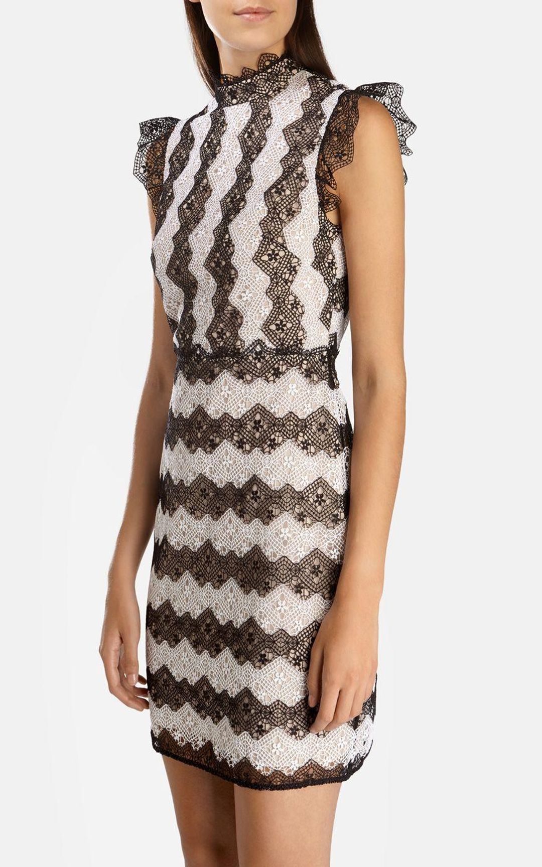 Karen Millen Lace Dress Black White Size 6 for rent on The Volte - main image