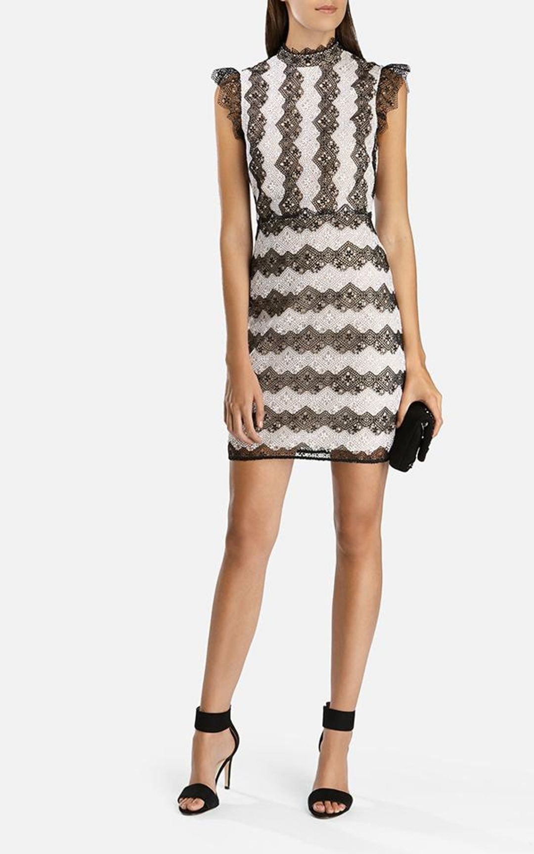 Karen Millen Lace Dress Black White Size 6 for rent on The Volte - main image