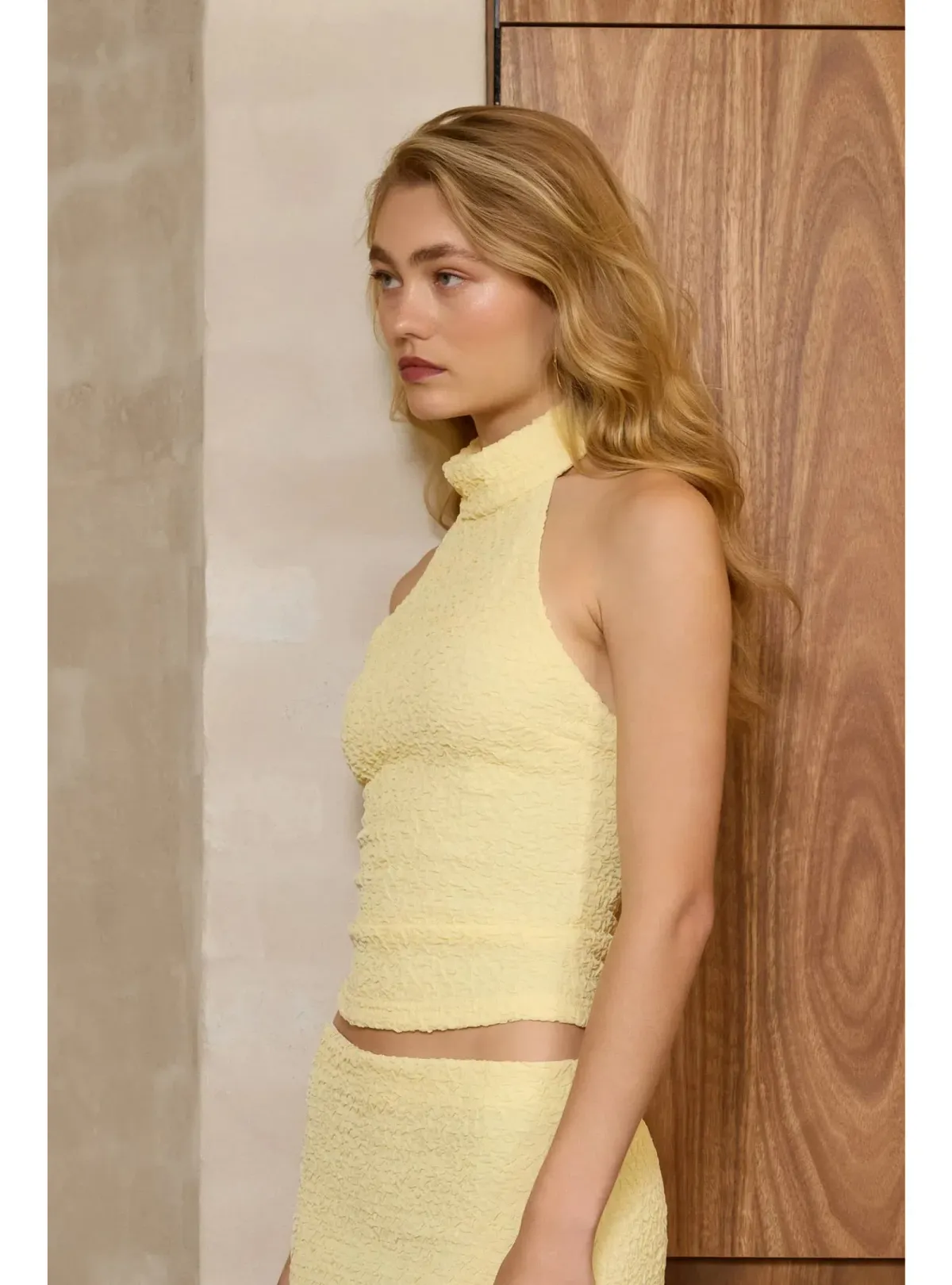 With Harper Lu Textured Halter Set in Limoncello Size AU 8 - Image 5