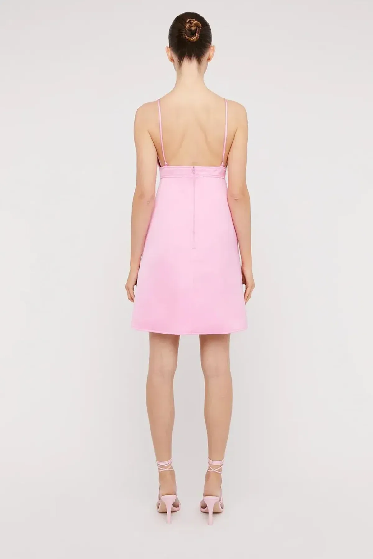 Scanlan Theodore Satin Shoestring Mini Dress Size 10 - Image 3