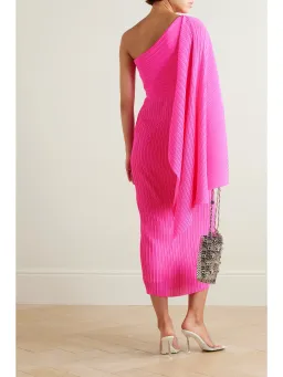 Solace London Lenna Lady One-sleeve Draped Midi Dress Pink Size Au 8 for rent on The Volte - image 2