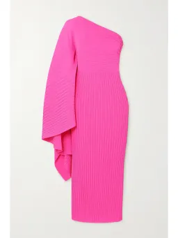 Solace London Lenna Lady One-sleeve Draped Midi Dress Pink Size Au 8 for rent on The Volte - image 4