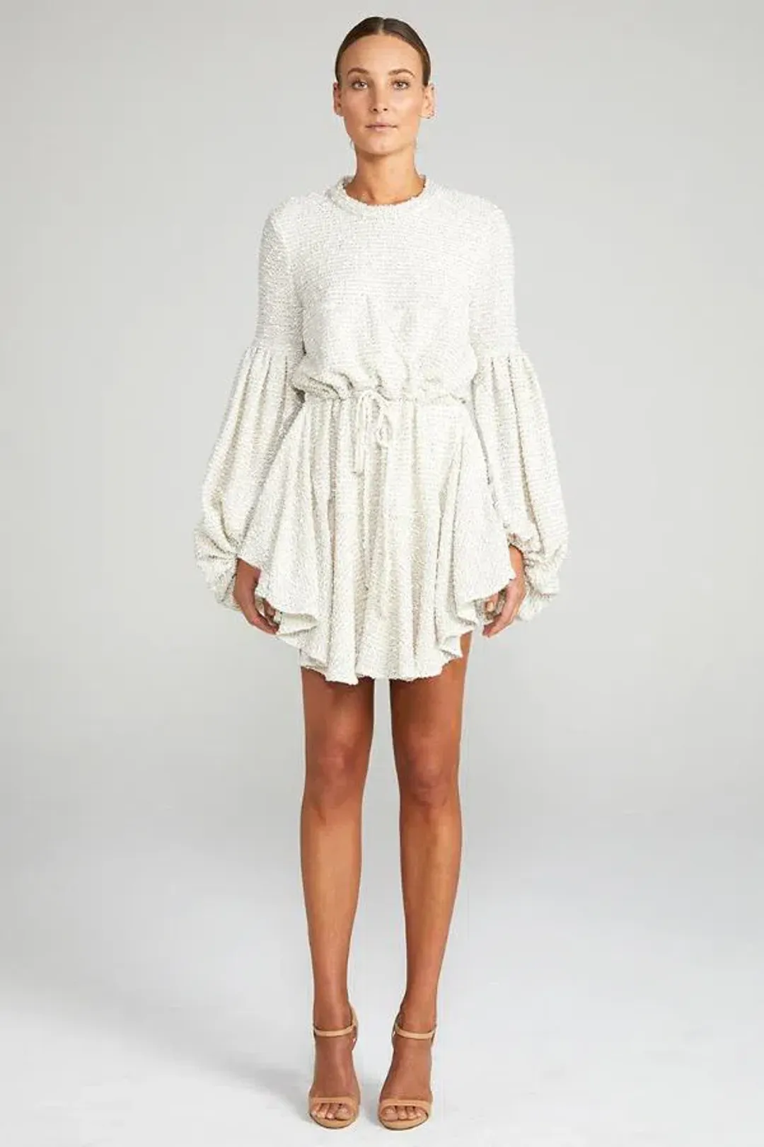 Shona Joy Aimee Balloon Sleeve Mini Dress Cream Size 8 for rent on The Volte - main image