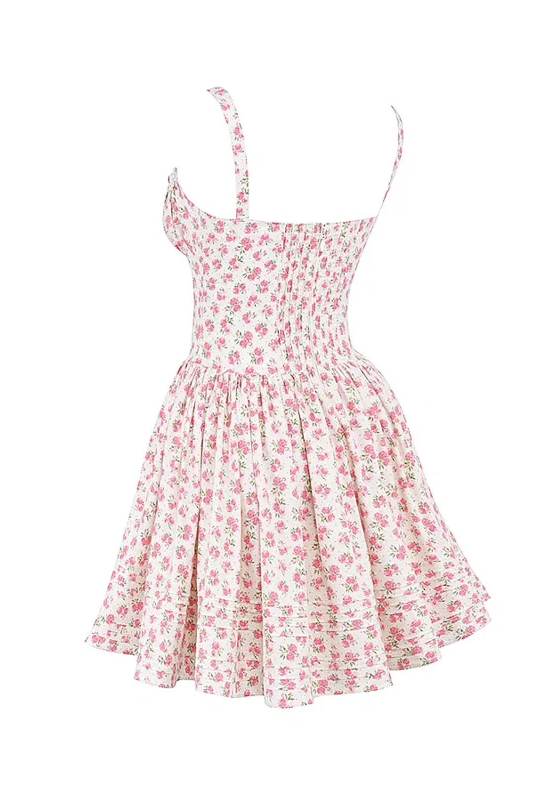 House of CB Natassia Cotton Mini Dress White Rosebud Print Size 8 for rent on The Volte - main image
