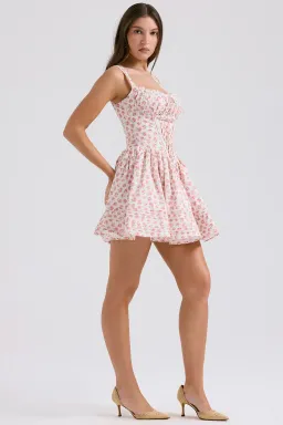House of CB Natassia Cotton Mini Dress White Rosebud Print Size 8 for rent on The Volte - image 8