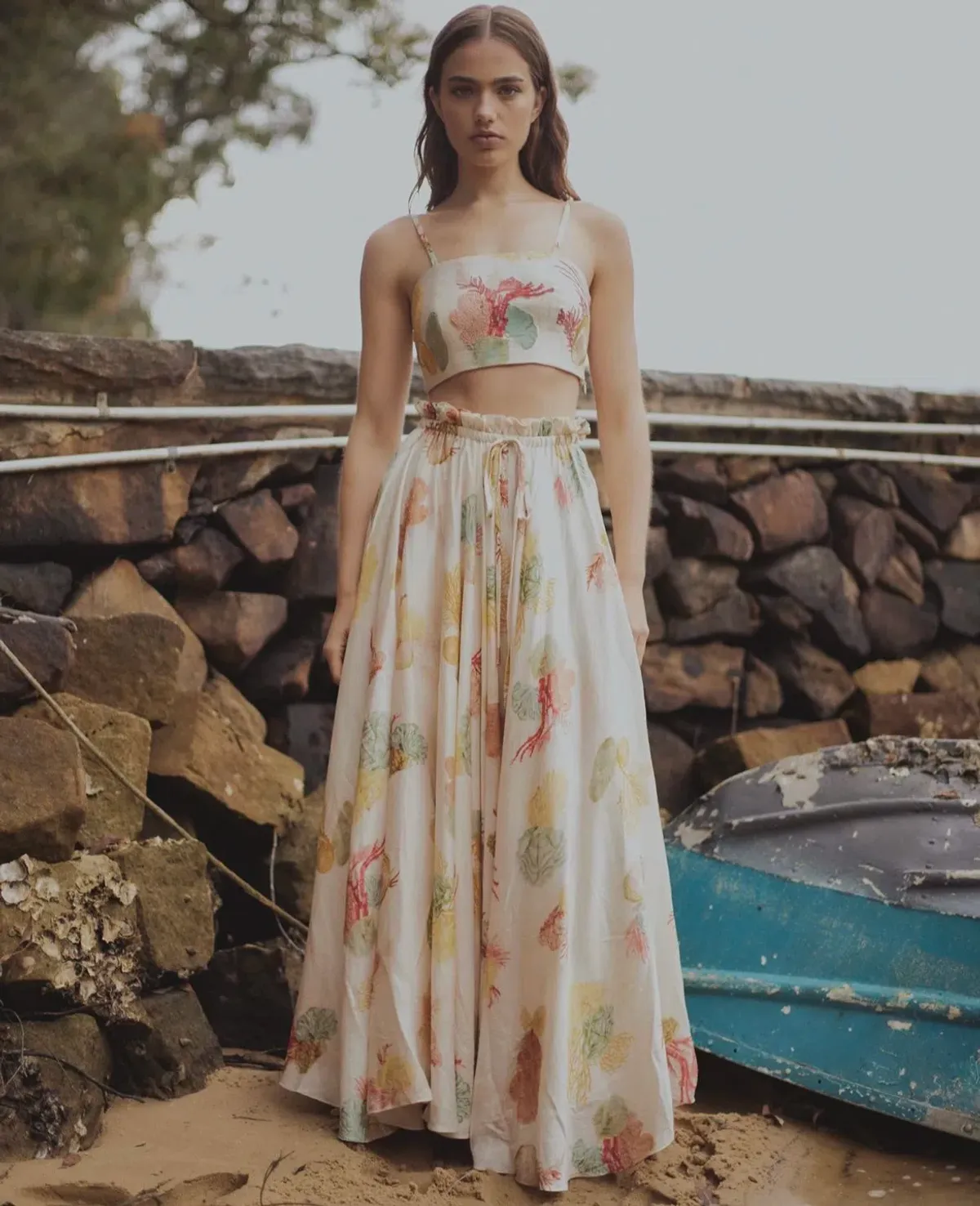 ROOH Collective Summer Crop and Maxi Skirt Set in La Mer Print Size S / AU 8 - Image 6