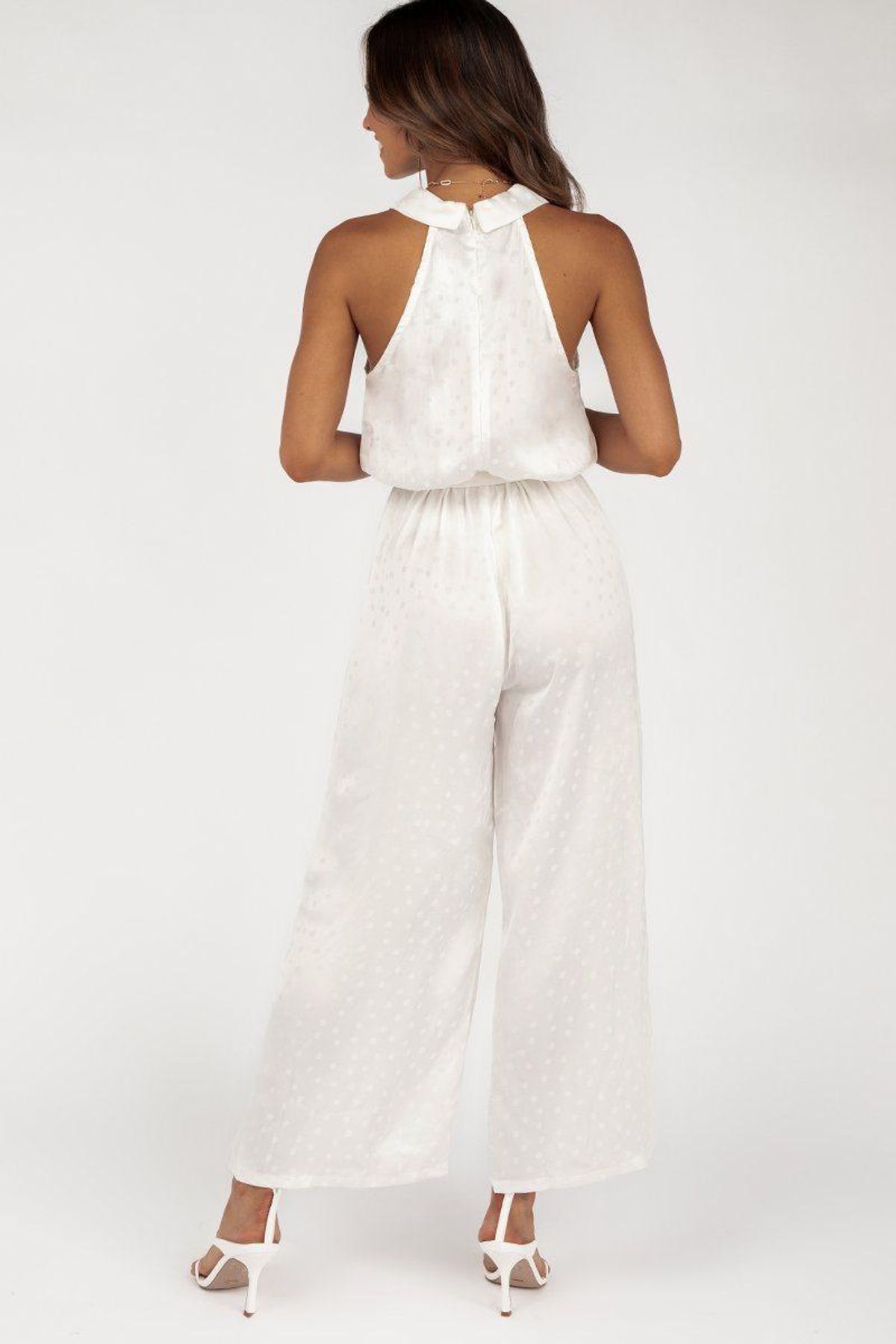 Dahlia White Button Front Jumpsuit Size 10 - Image 3