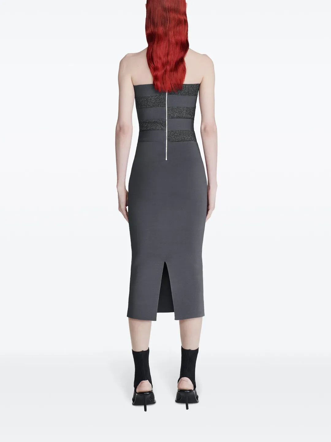 Dion Lee Reflective Interlocking Weave Midi Dress Asphalt Black Size XS / AU 6 for rent on The Volte - main image