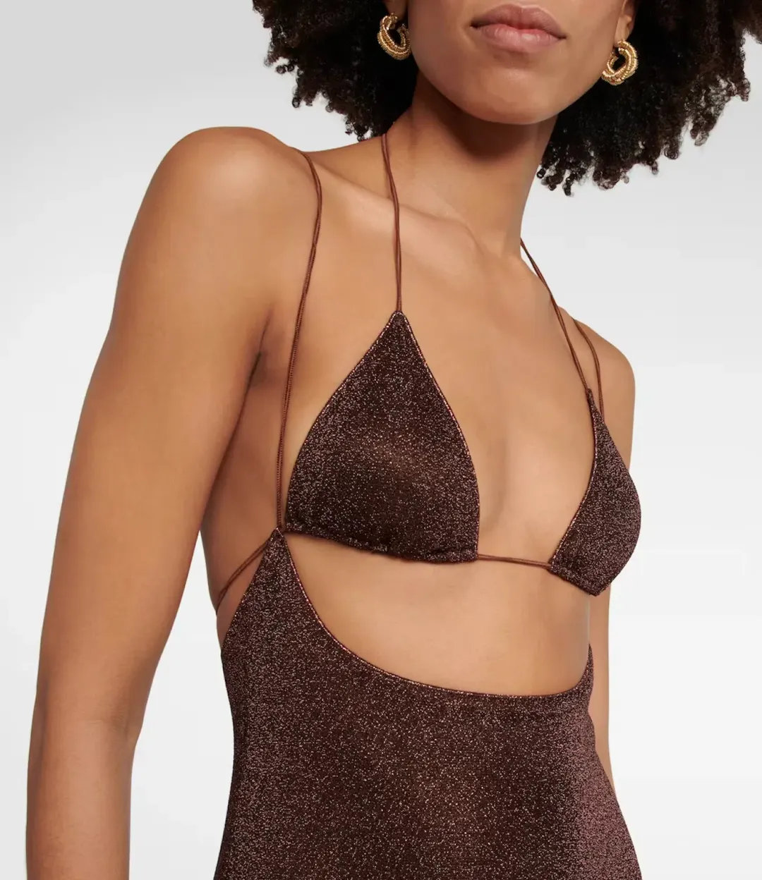 Oséree Lumiére Kini Maxi Dress in Chocolate Size S / AU 8 for rent on The Volte - main image